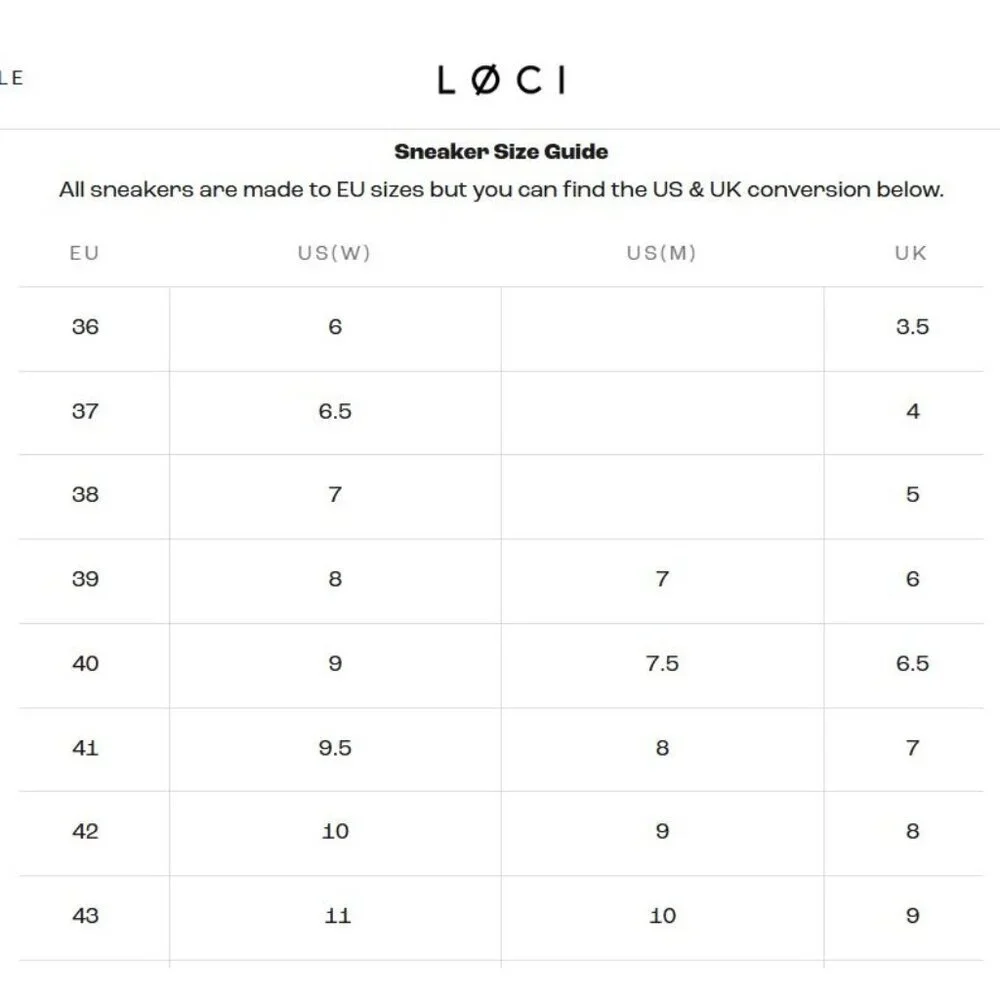 Loci NEW Fusion White Black Sneakers EU 36 / US Women's 6 Designer Vegan Lace Up
